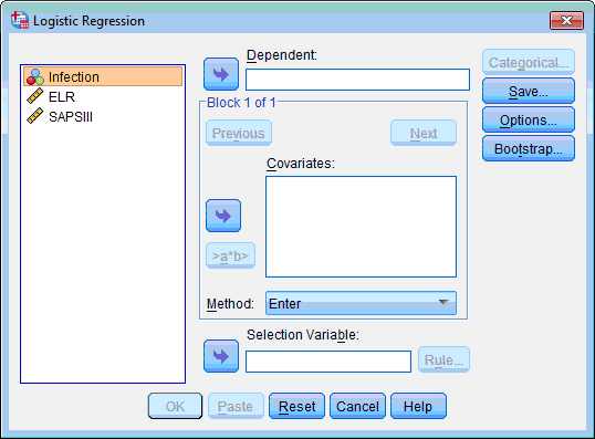 Selecting variables for the logistic regression analysis