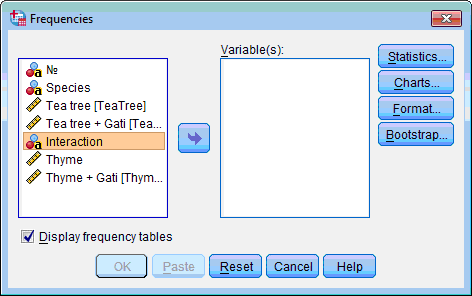 Selecting a variable